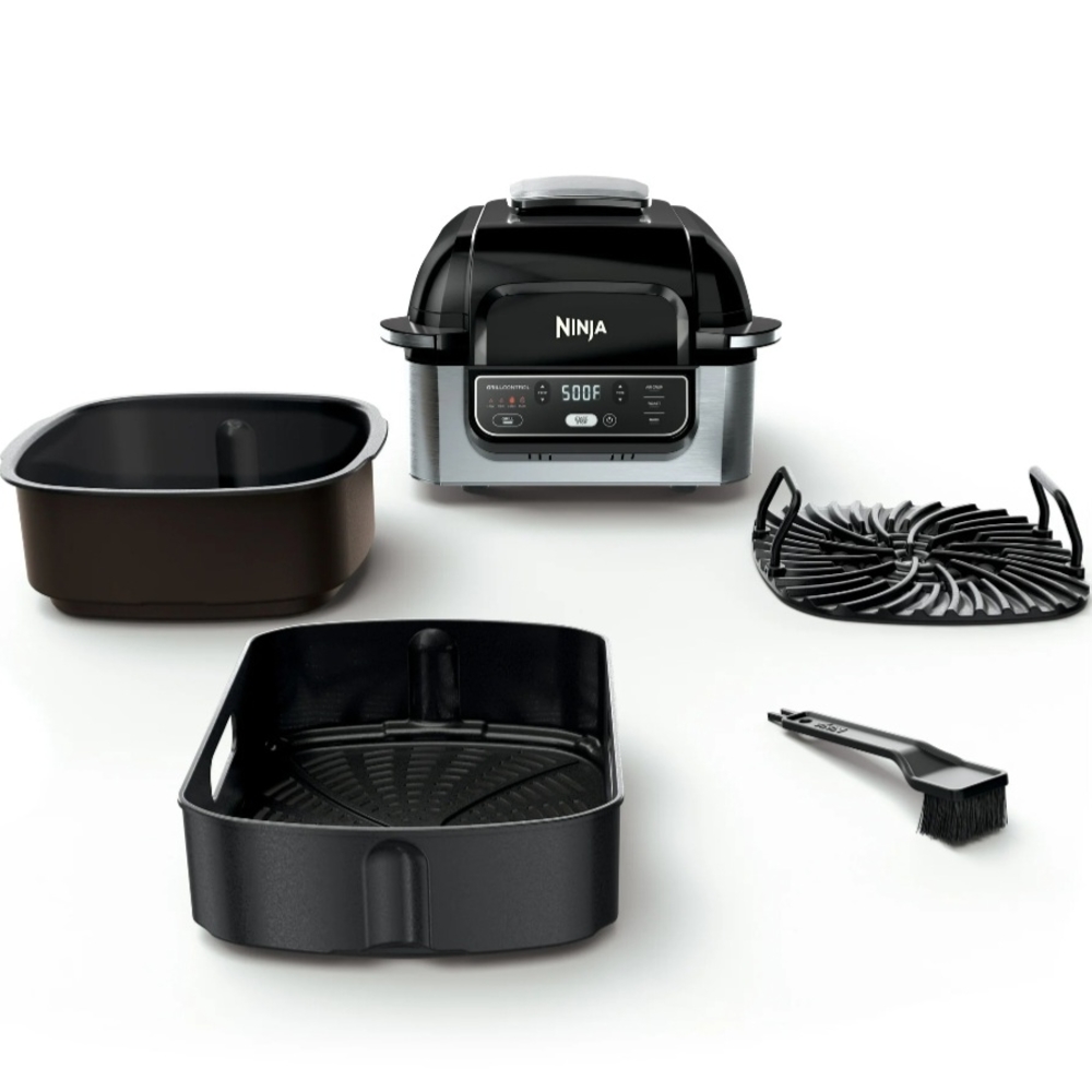 Ninja Foodi Grill With Tool Set Black and Silver Like New, Books Included.